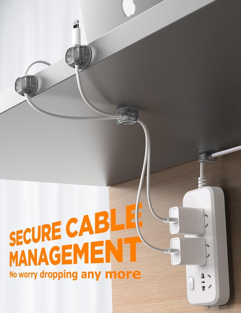 Chfeila Cable Clips - Latest Dual Spring Cord Organizer with Clasp Lock, 6Pack [Max Stability] Desk Cable Management, Adhesive Phone Charging Wire Holder for Nightstand/Car/Wall, Office Accessory - Image 4